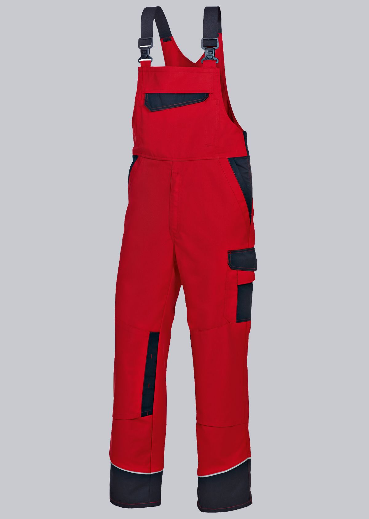 1608-559-81 BP® Tuinbroek met blinde knopen en kniezakken rood/zwart Hoofdafbeelding
