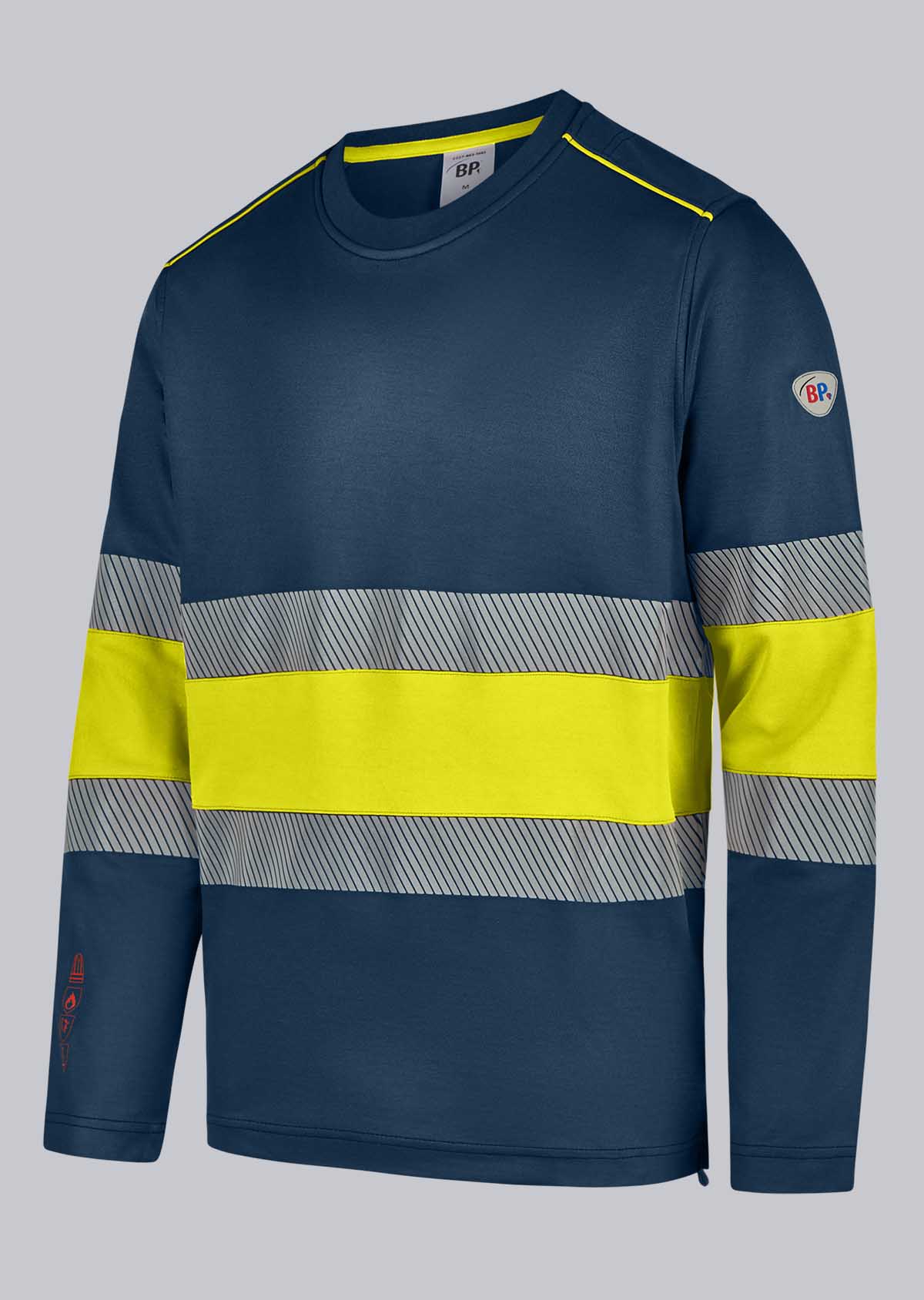 BP® T-shirt manches longues multinormes APC1, à hi-vis cl. 1 bleu nuit/jaune haute visibilité Thumbnail 2