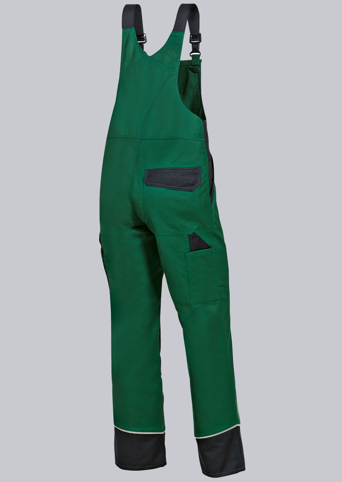 1608-559-74 BP® Cotte à bretelles avec boutons dissimulés et genouillères vert moyen/noir Thumbnail 1