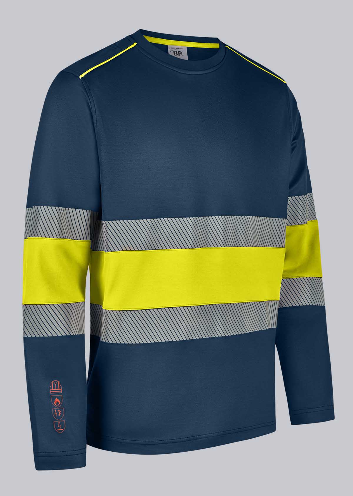 BP® T-shirt manches longues multinormes APC1, à hi-vis cl. 1 bleu nuit/jaune haute visibilité Thumbnail 3
