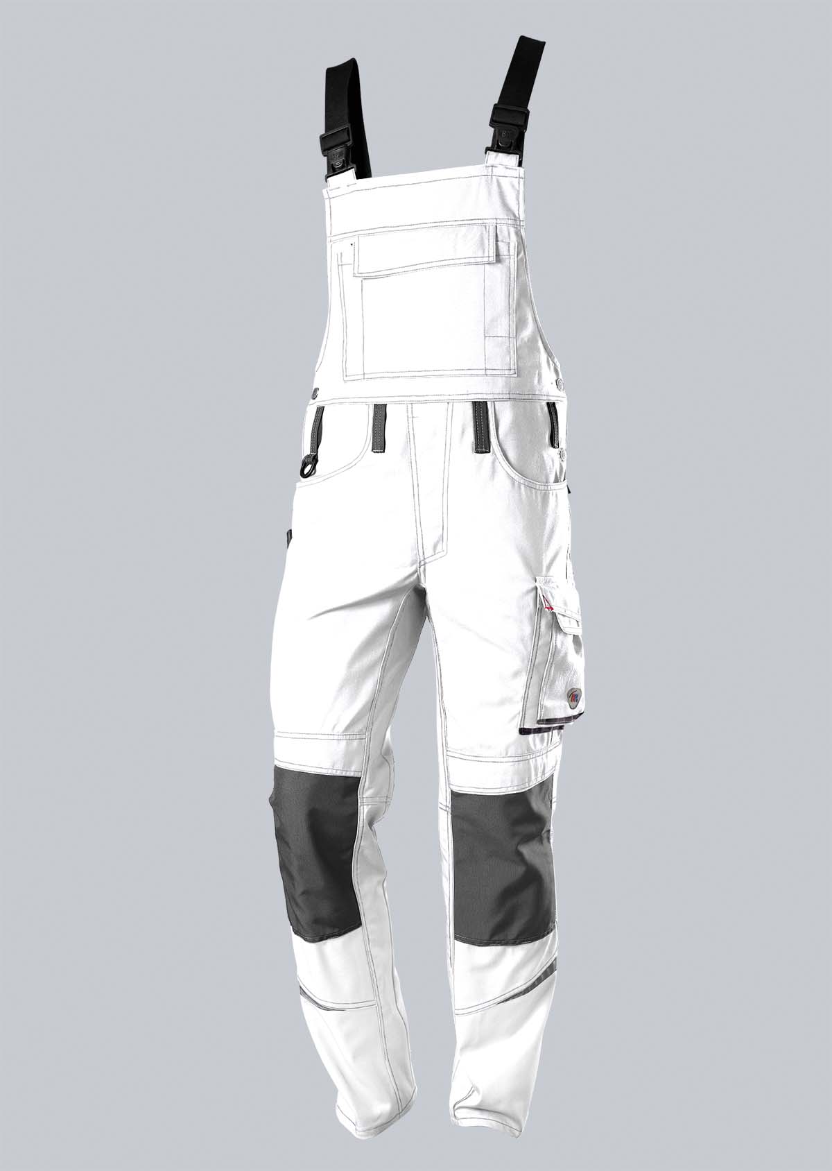 1804-720-2153 BP® Komfort-Latzhose mit Reflexelementen und Kniepolstertaschen weiß/dunkelgrau Cover Bild