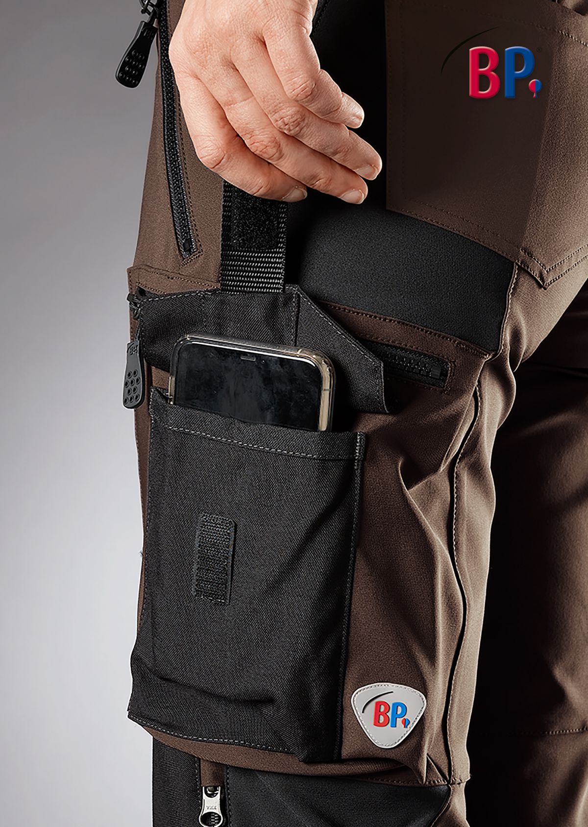 BP® Superstretch-Arbeitshose mit Kniepolstertaschen für Damen braun/schwarz Thumbnail 4