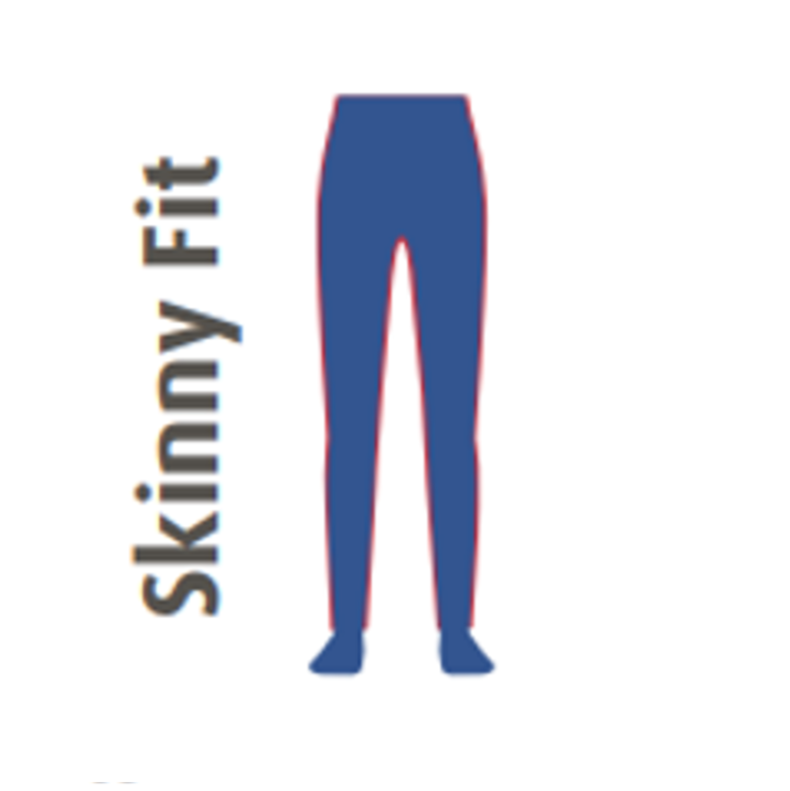 Symbool voor skinny fit: huiddichte broek op een silhouet.