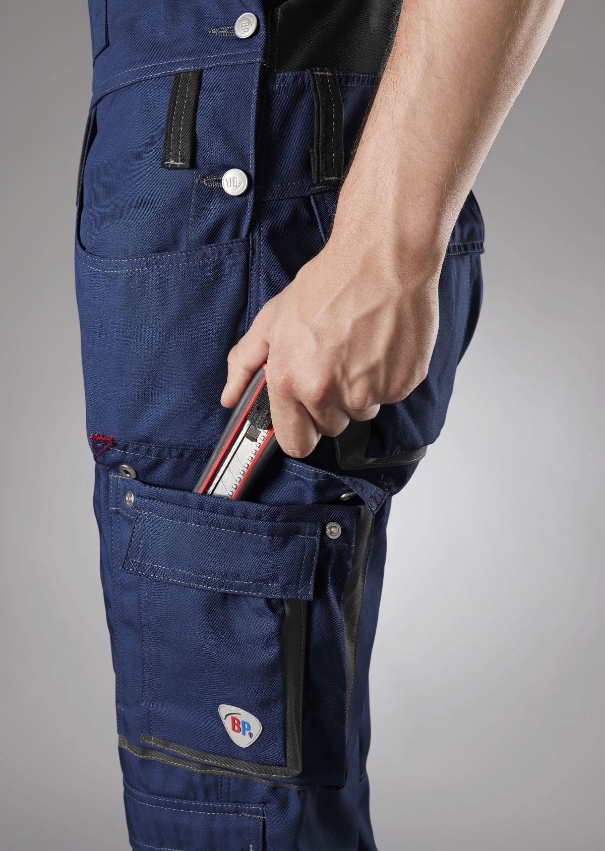 BP® Komfort-Latzhose mit Reflexelementen und Kniepolstertaschen nachtblau Thumbnail 2