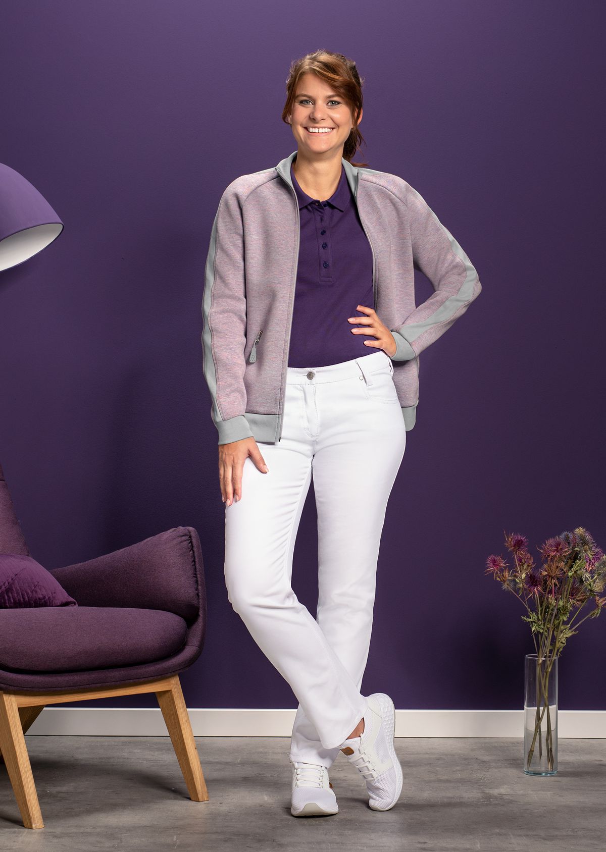 1716-230-0890 BP® Polo femmes aubergine Thumbnail 2