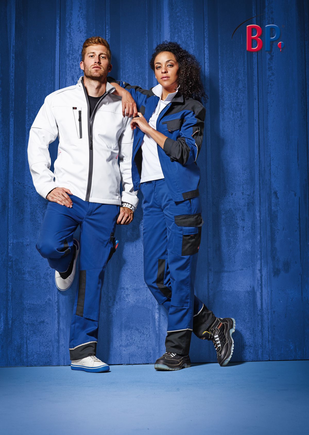 1607-559-13 BP® Arbeitsjacke mit verdeckten Knöpfen königsblau/schwarz Thumbnail 2