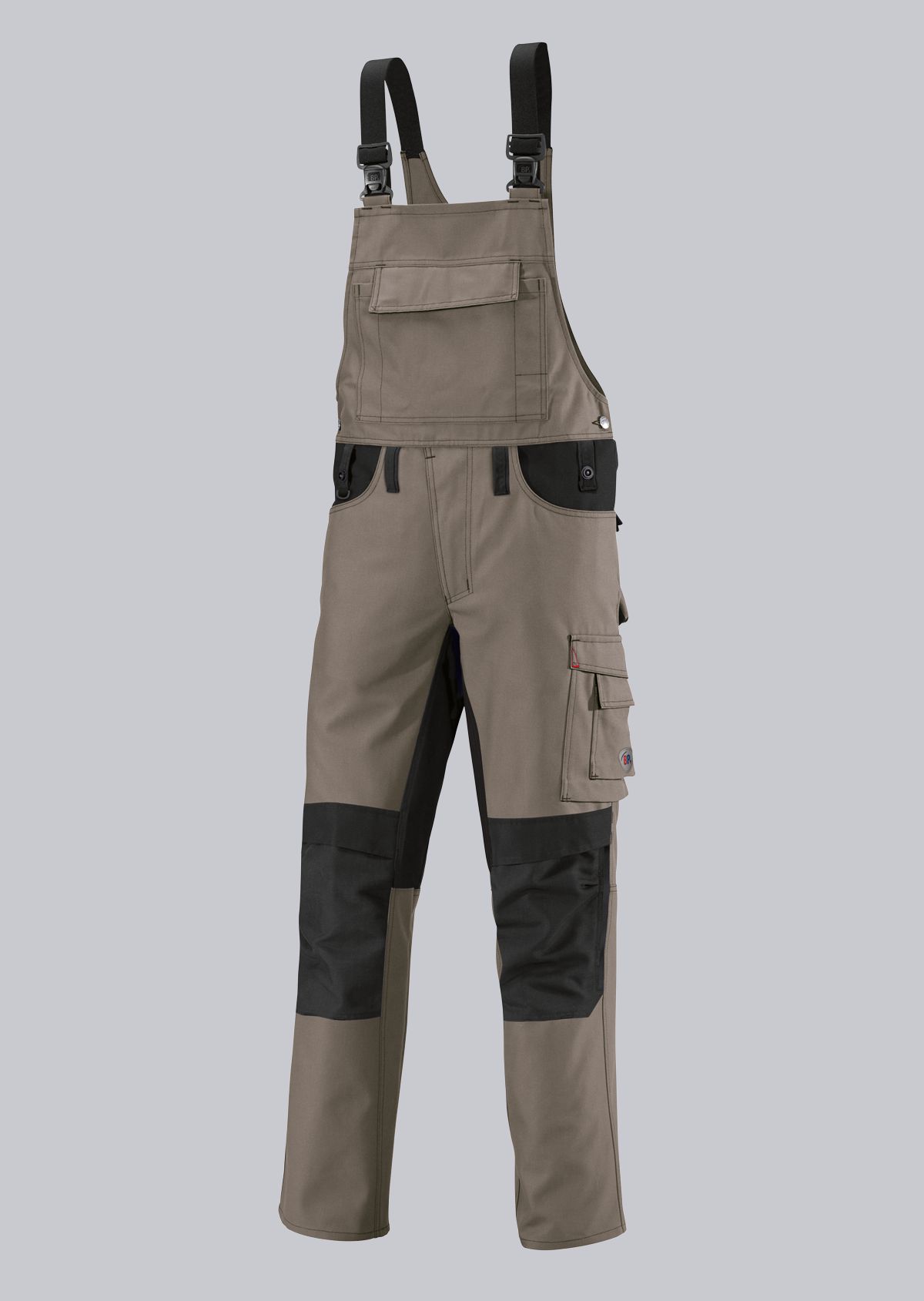 1791-555-5032_BP® Strapazierfähige Latzhose mit Kniepolstertaschen_walnuss/schwarz_Cover Bild