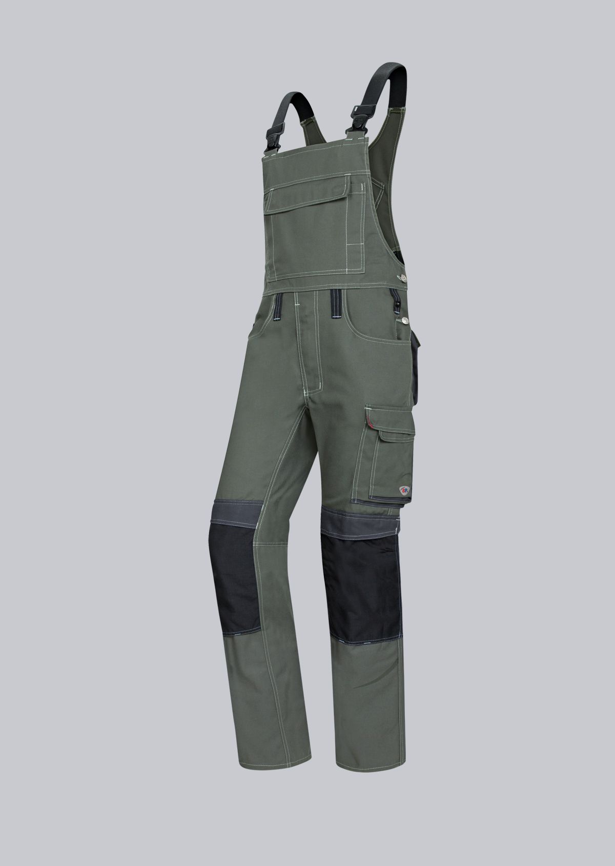 1802-720-70_BP® Komfort-Latzhose mit Kniepolstertaschen_olivgrün/anthrazit_Bild 1