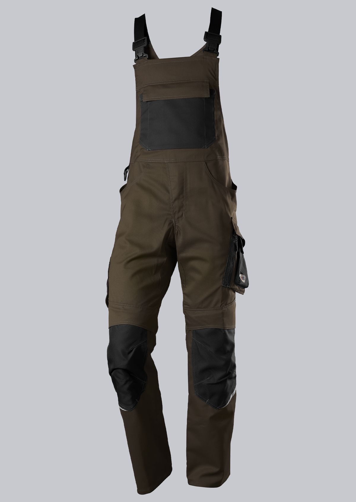 BP® Leichte Latzhose mit Kniepolstertaschen braun/schwarz Cover Bild