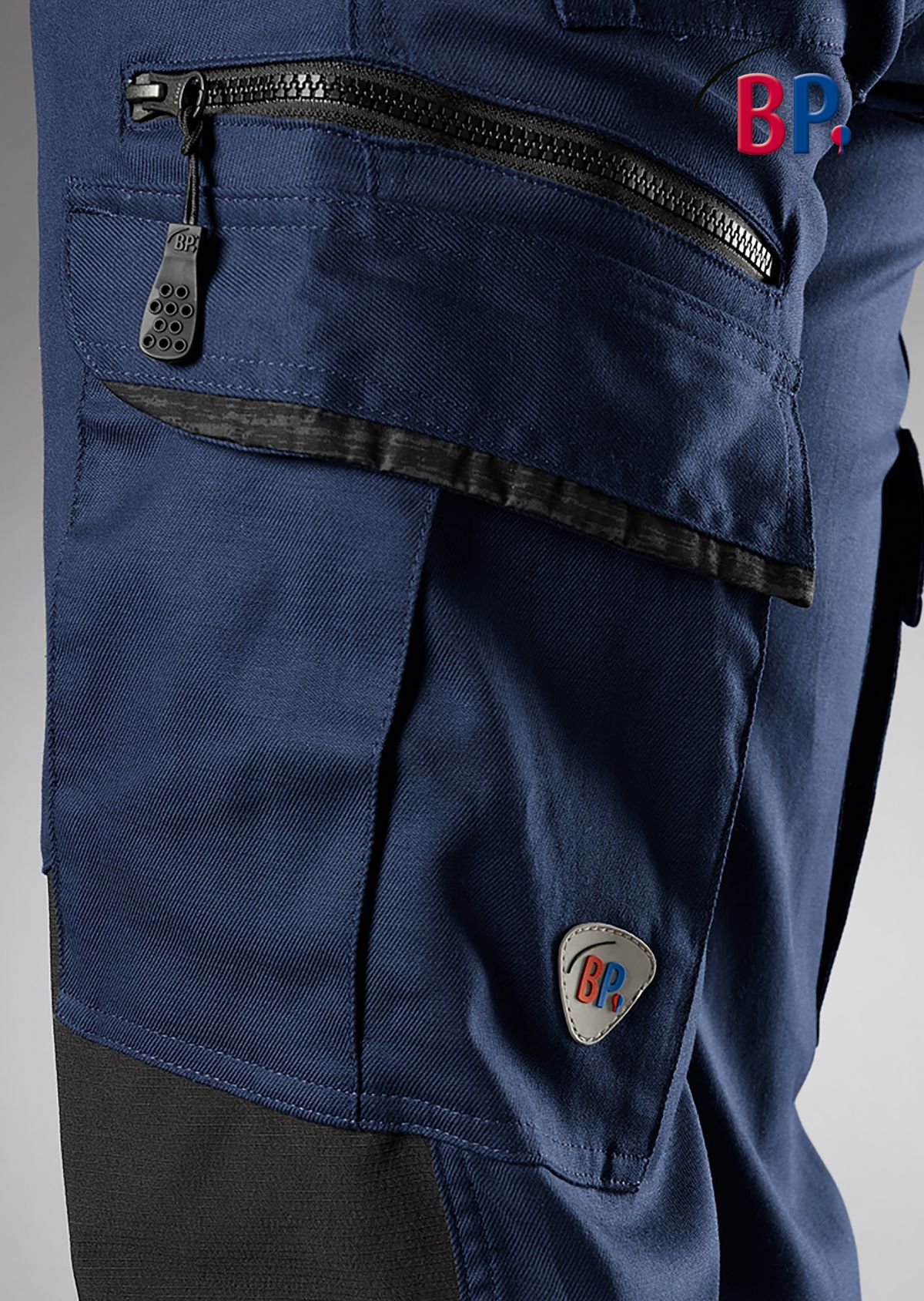 1826-033-1432 BP® Lightweight stretch work trousers with knee reinforcement night blue/black Thumbnail 3