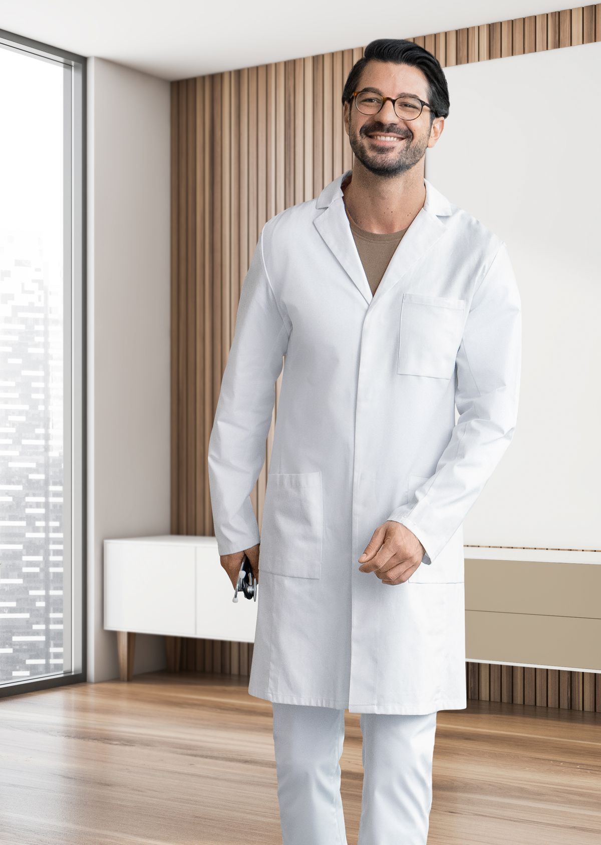 BP® Blouse de médecin hommes en coton blanc Thumbnail 2