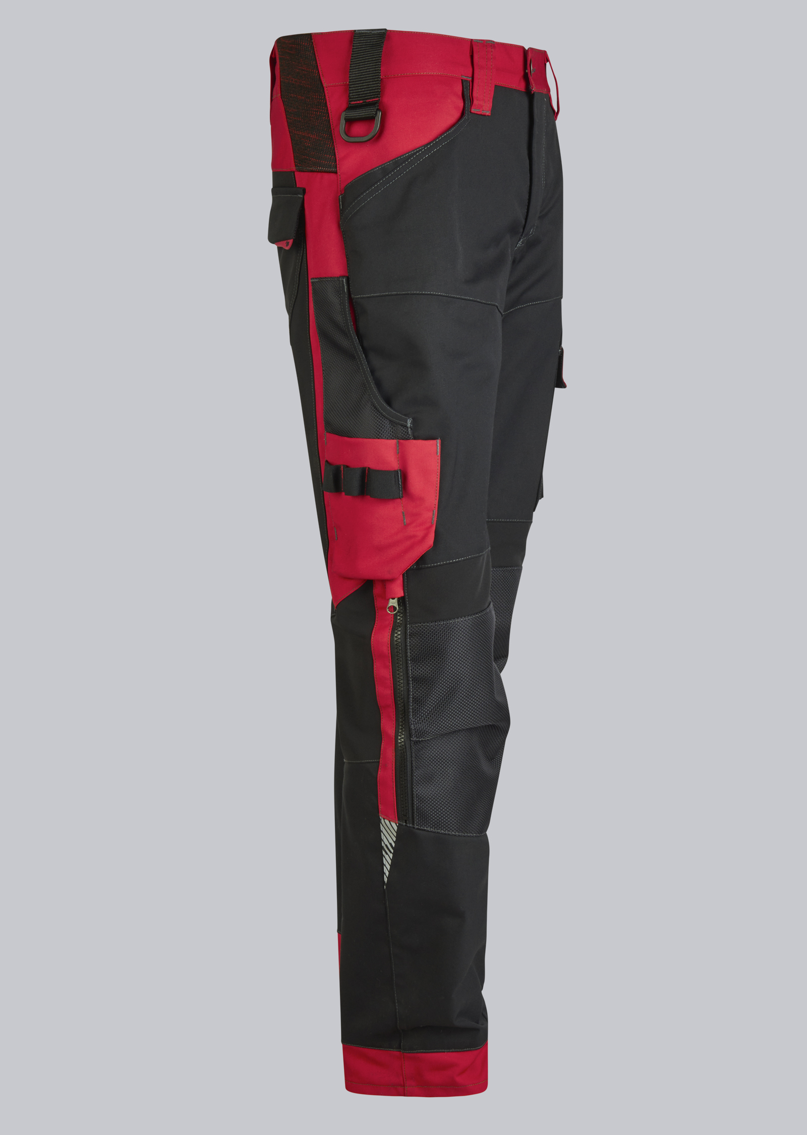 1968-570-3281 BP® Lightweight circular hybrid work trousers w. knee pad pockets black/red Thumbnail 3