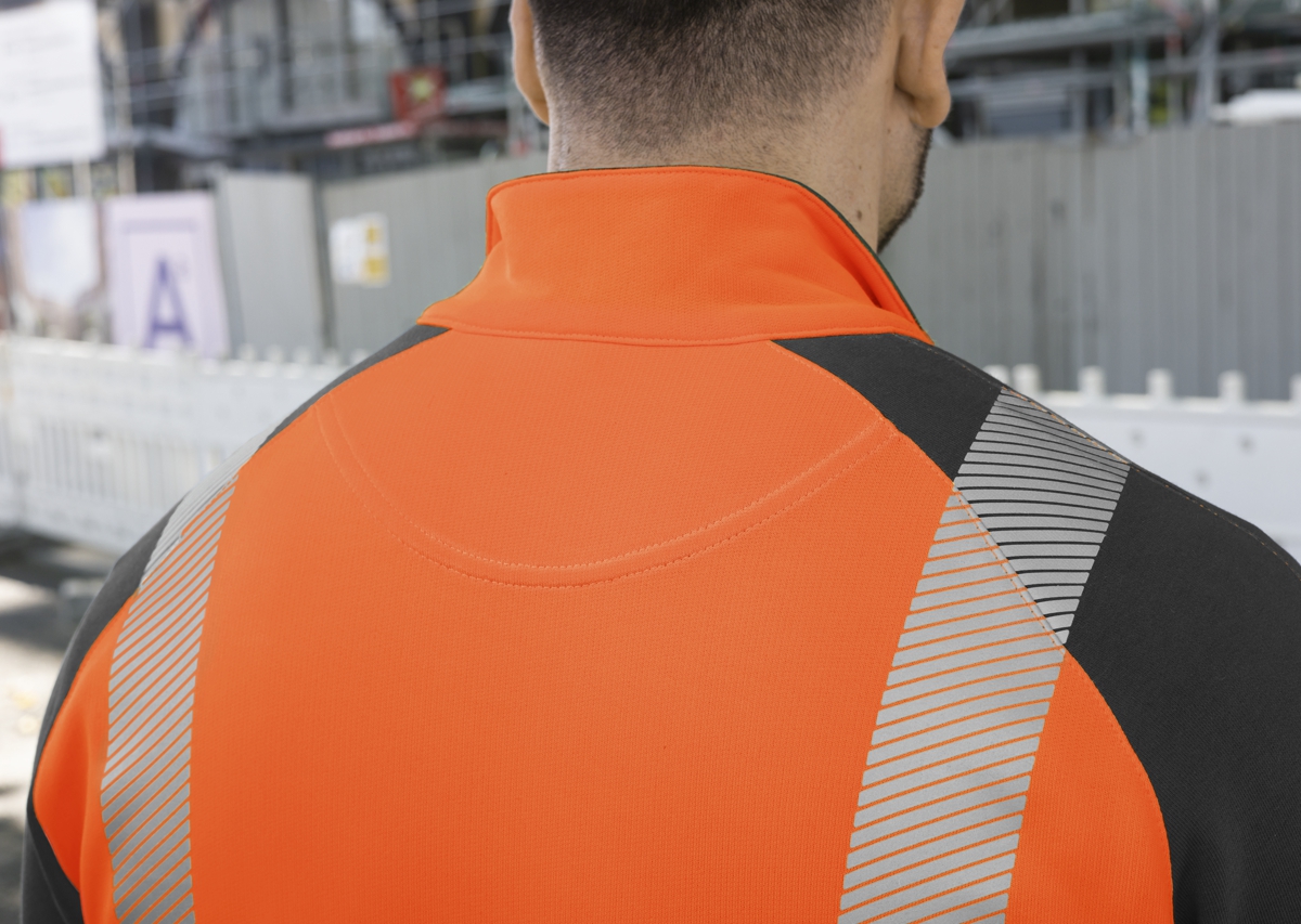 2137-873-6556 BP® Pull sweat col demi-zippé à haute visibilité orange haute visibilité/anthracite Thumbnail 4