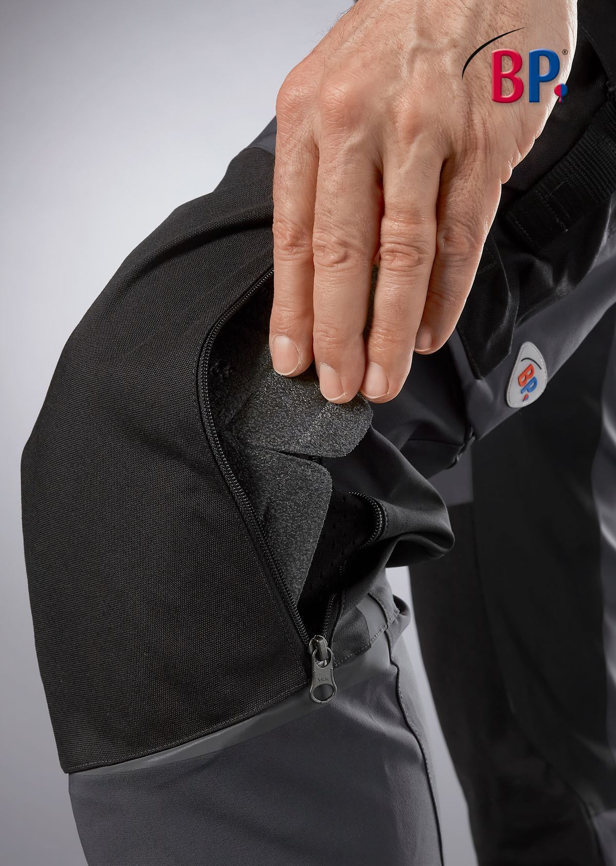 1861-620-5632 BP® Super-stretch work trousers with knee pad pockets anthracite/black Thumbnail 5