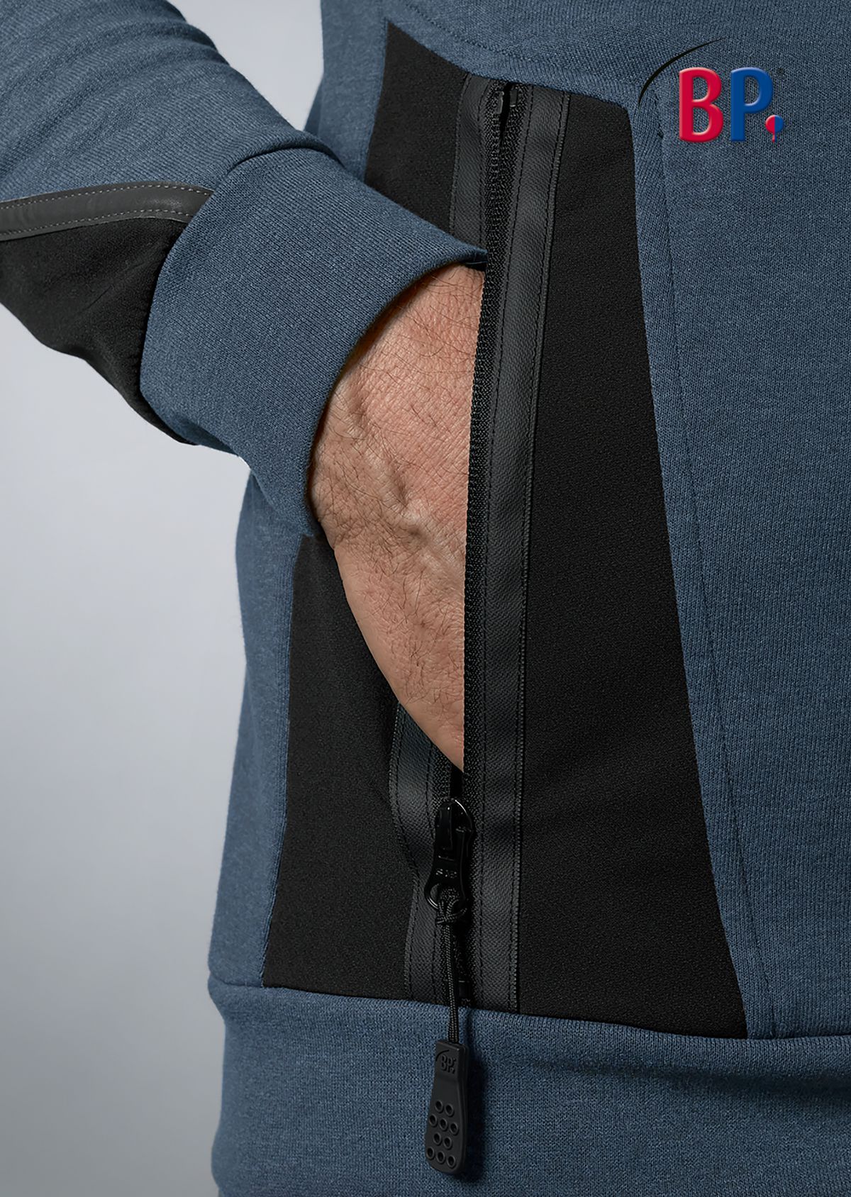 1828-293-1432 BP® Pull col demi-zippé bleu nuit/noir Thumbnail 2