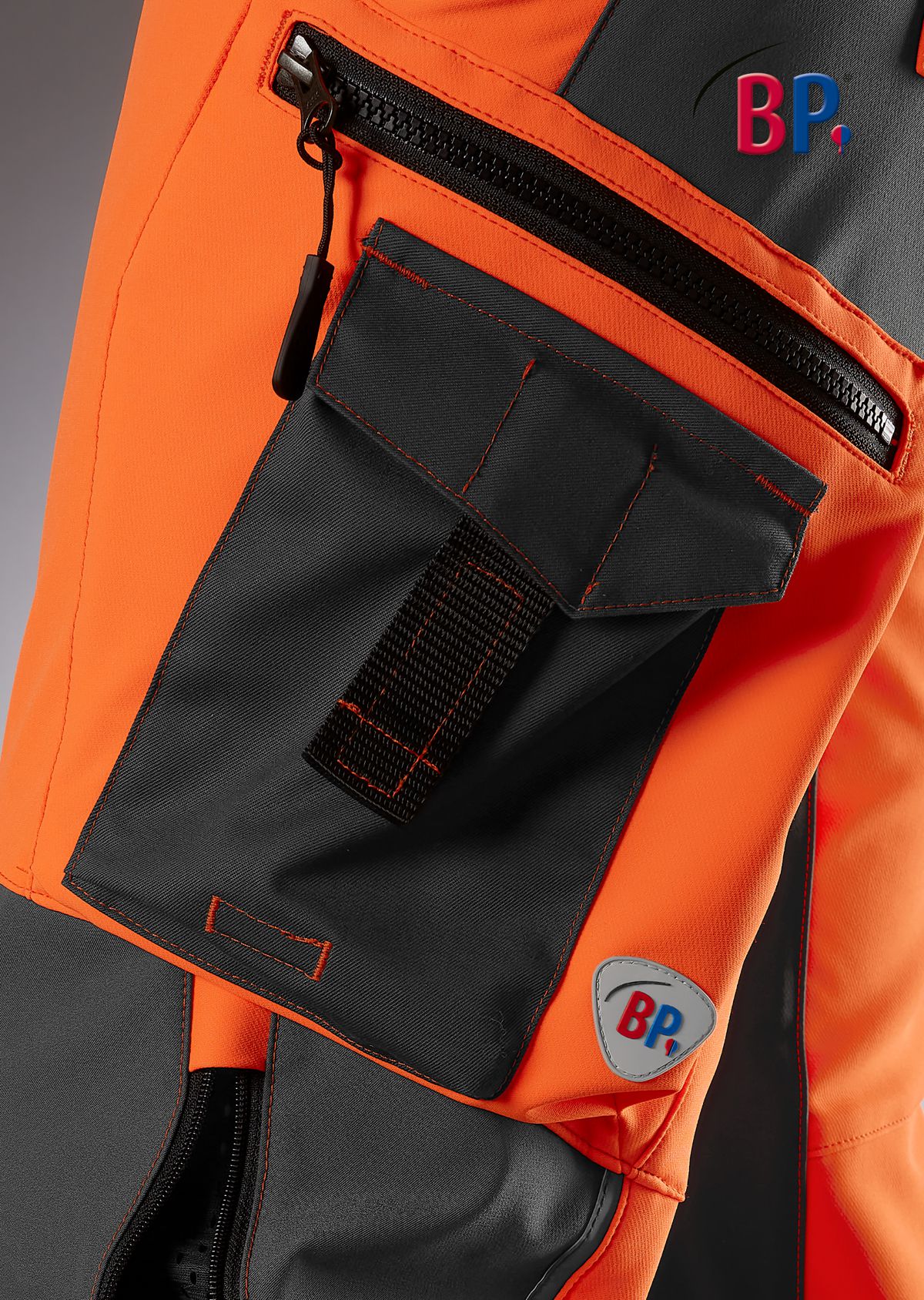 1864-883-6556 BP® Superstretch-Arbeitshose mit Kniepolstertaschen warnorange/anthrazit Thumbnail 4