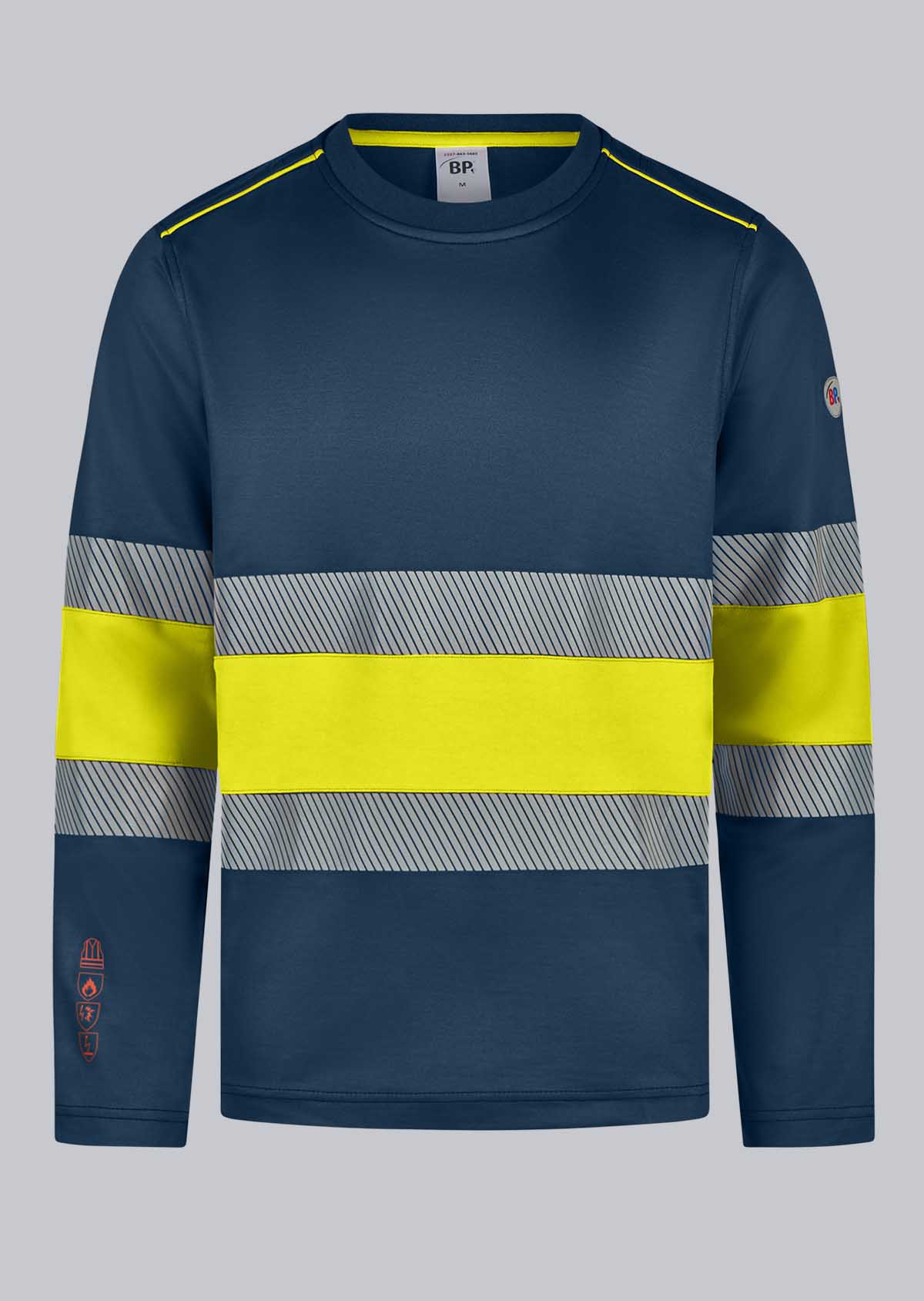 BP® T-shirt manches longues multinormes APC1, à hi-vis cl. 1 bleu nuit/jaune haute visibilité Photo principale