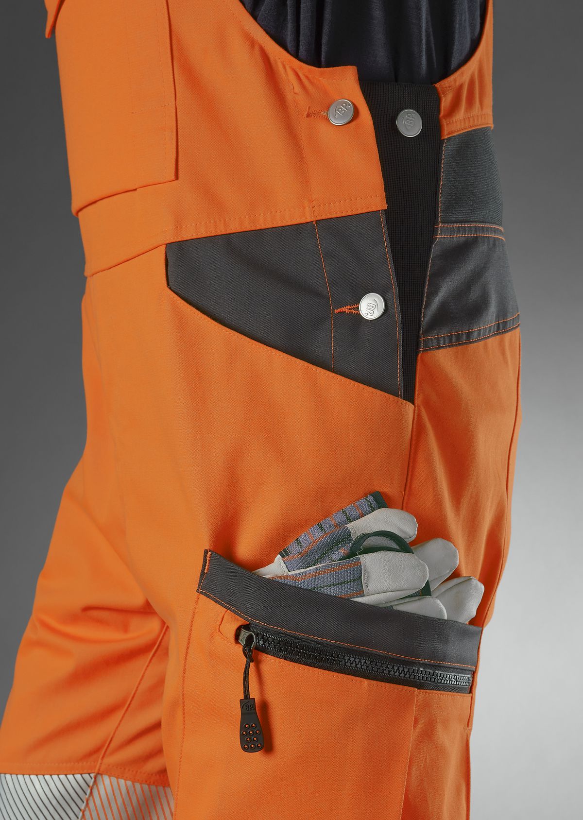 2041-844-6556 BP® Warnschutz-Stretch-Latzhose mit Knietaschen warnorange/anthrazit Thumbnail 3